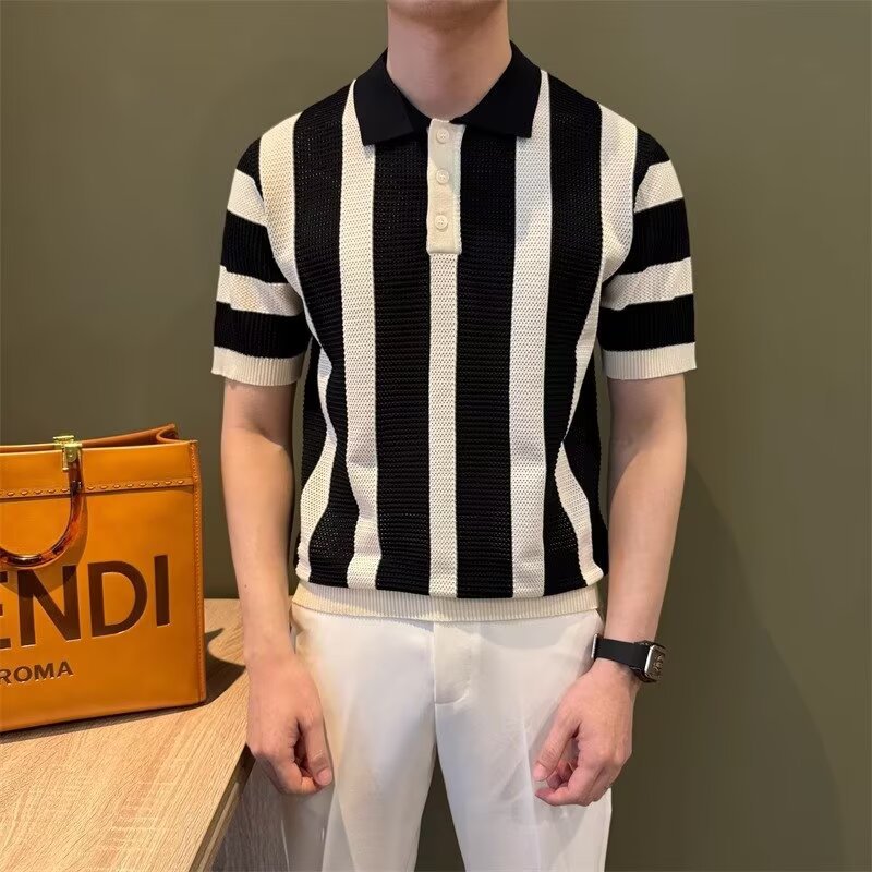 Herren Modisches Kurzärmliges Strickpoloshirt Shop Nory