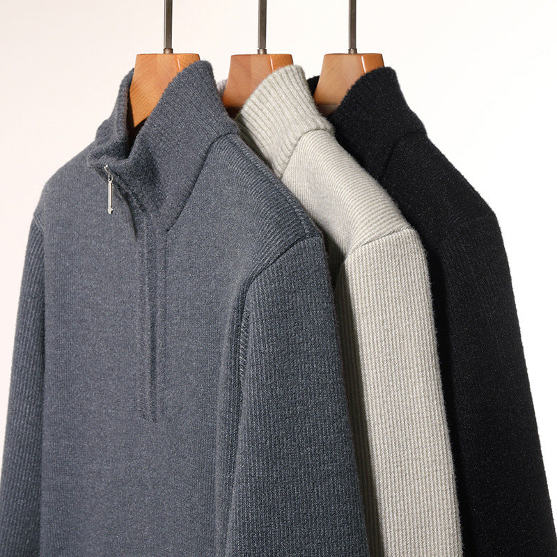 Herren Thermo-gefütterter Halbzip-Pullover mit Stehkragen und wärmender Fleece-Innenseite Shop Nory