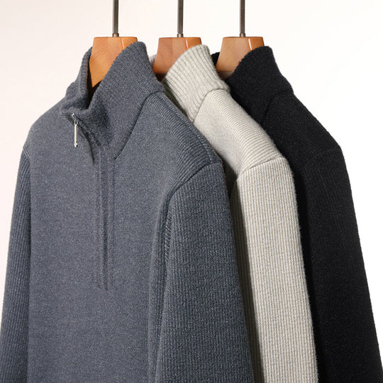 Herren Thermo-gefütterter Halbzip-Pullover mit Stehkragen und wärmender Fleece-Innenseite Shop Nory