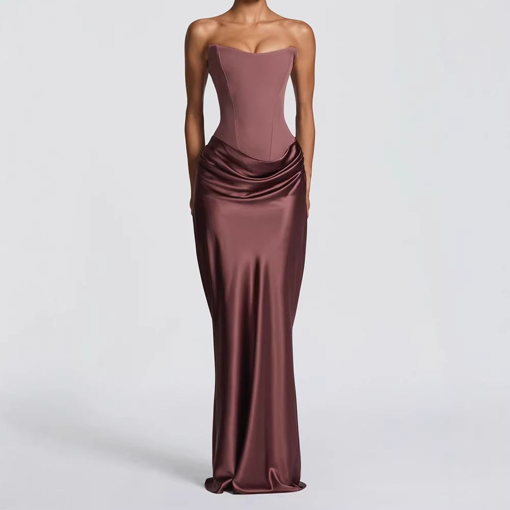Damen Elegantes Wickelkleid mit figurbetontem Oberteil und schimmerndem Rock Shopnory