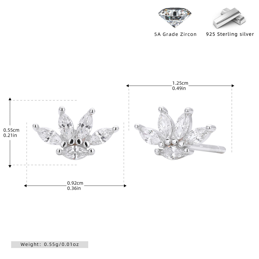 Damen Ohrstecker aus 925 Sterling Silber mit funkelndem Zirkon im floralen Design Shop Nory