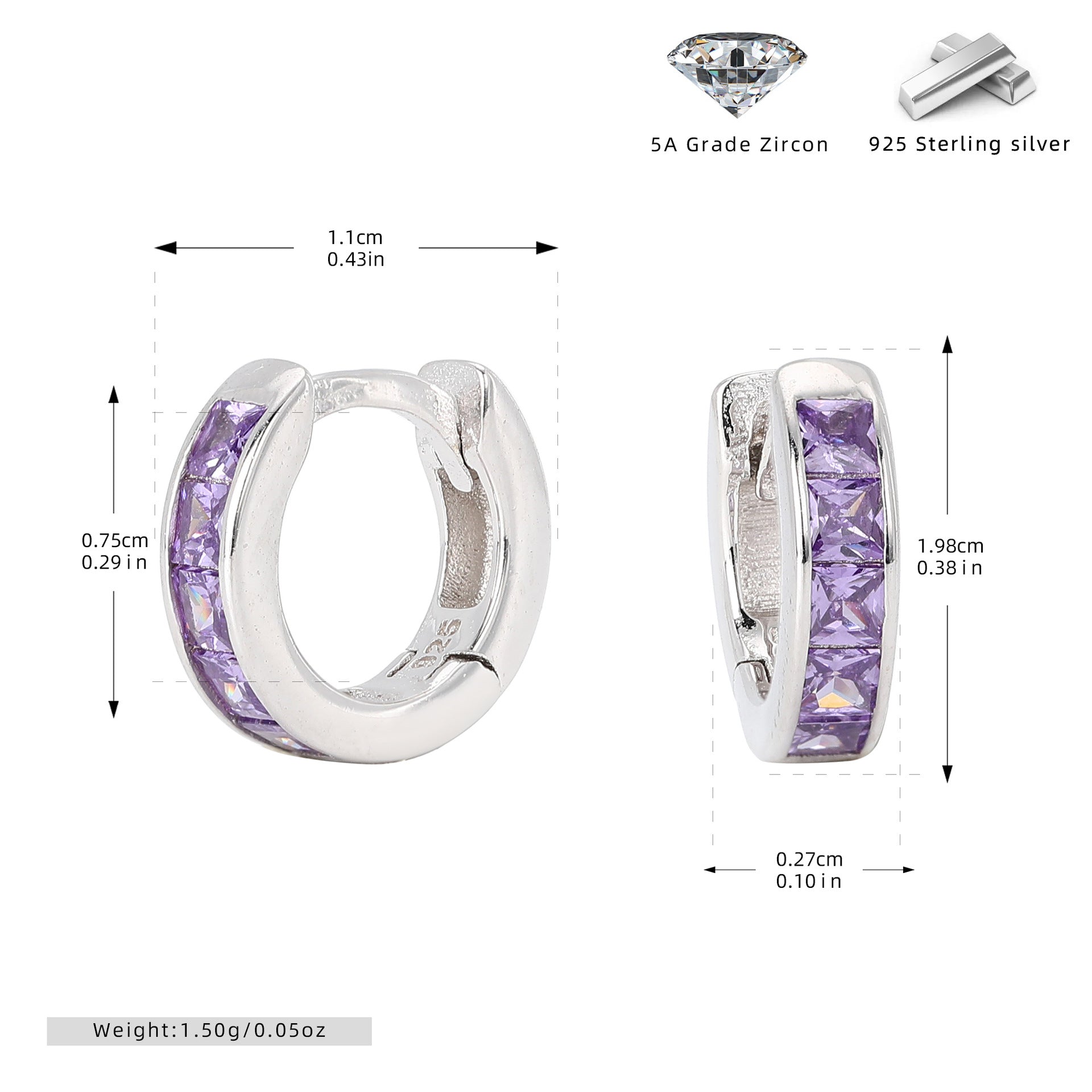 Damen Ohrcreolen mit funkelnden Zirkon-Akzenten aus hochwertigem 925 Sterling Silber Shop Nory