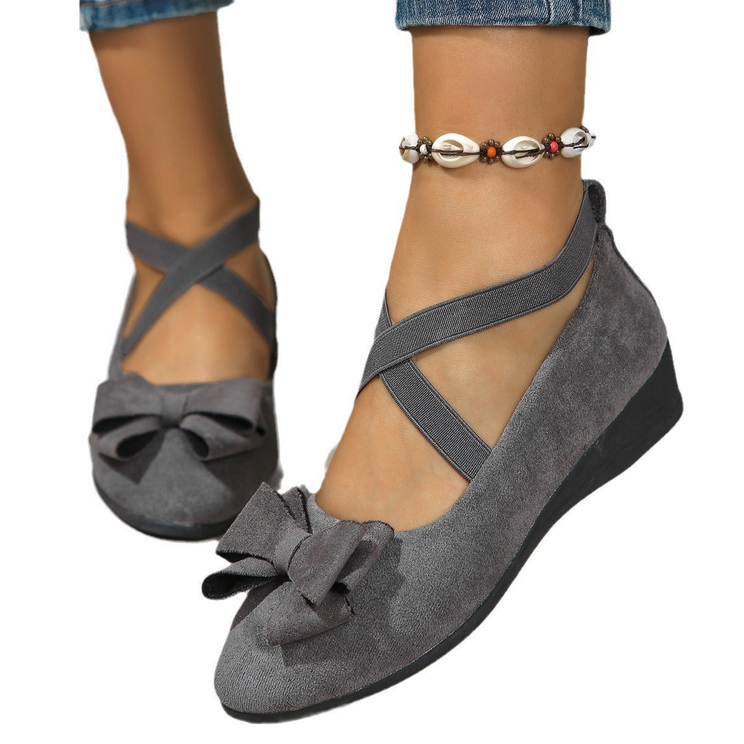 Damen Ballerina-Schuhe mit verstellbaren Riemen und elegantem Schleifendetail
