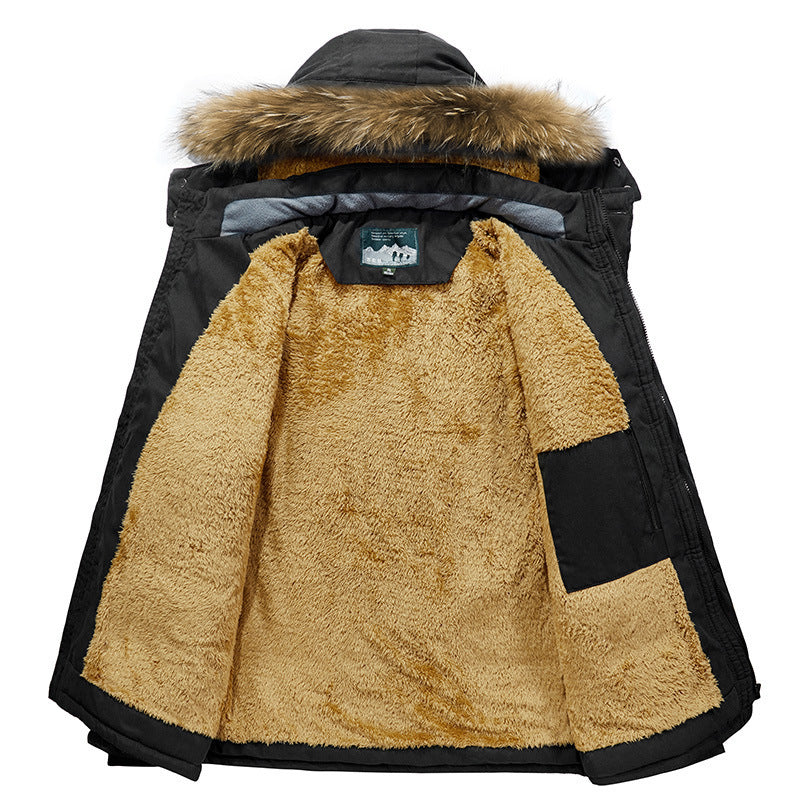 Herren wattierter Parka mit Kunstfellkapuze und Teddyfutter Shop Nory