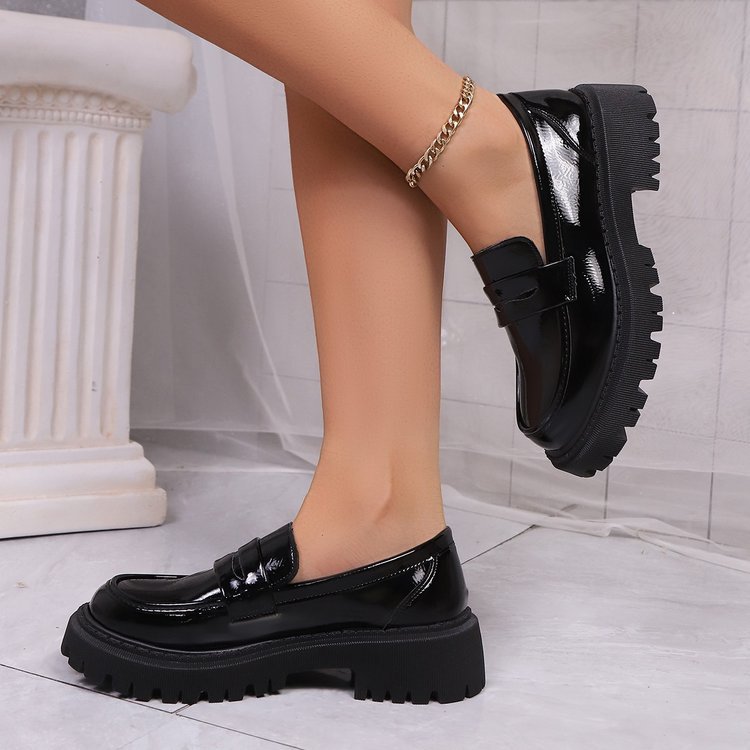 Damen Modische Lacklederschuhe mit robustem Profil