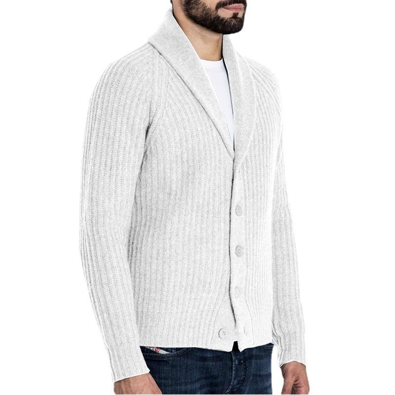Herren Rippstrick-Cardigan mit Schalkragen und durchgehender Knopfleiste Shop Nory