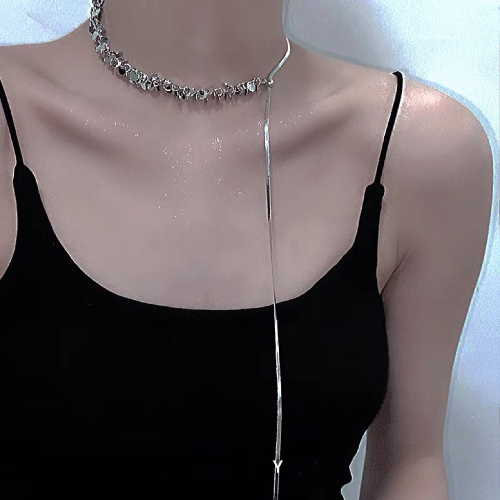 Damen elegante Halskette mit funkelnden Plättchen Shop Nory