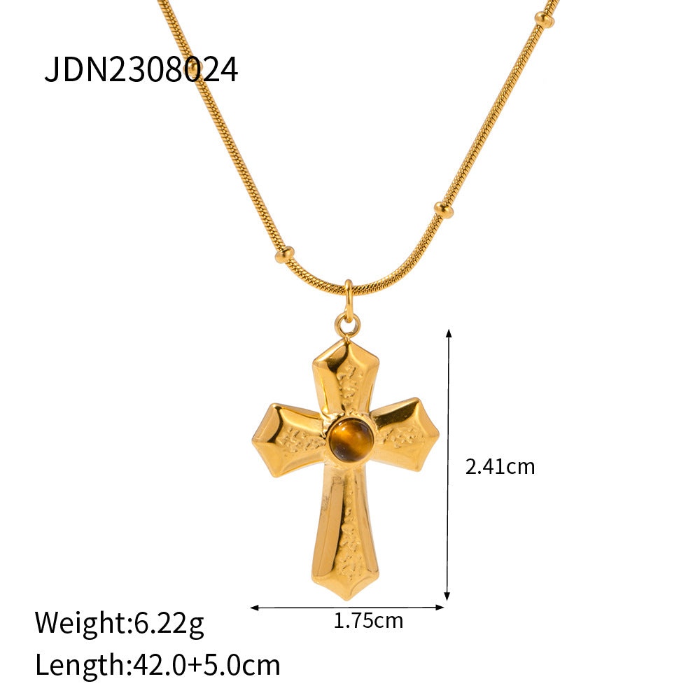 Damen Halskette mit Kreuzanhänger und hochwertigem Goldfinish Shop Nory