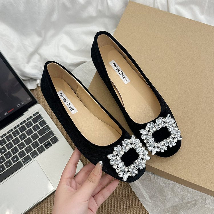 Damen raffinierte Ballerinas mit funkelndem Schmuckdetail und flexiblem Fußbett