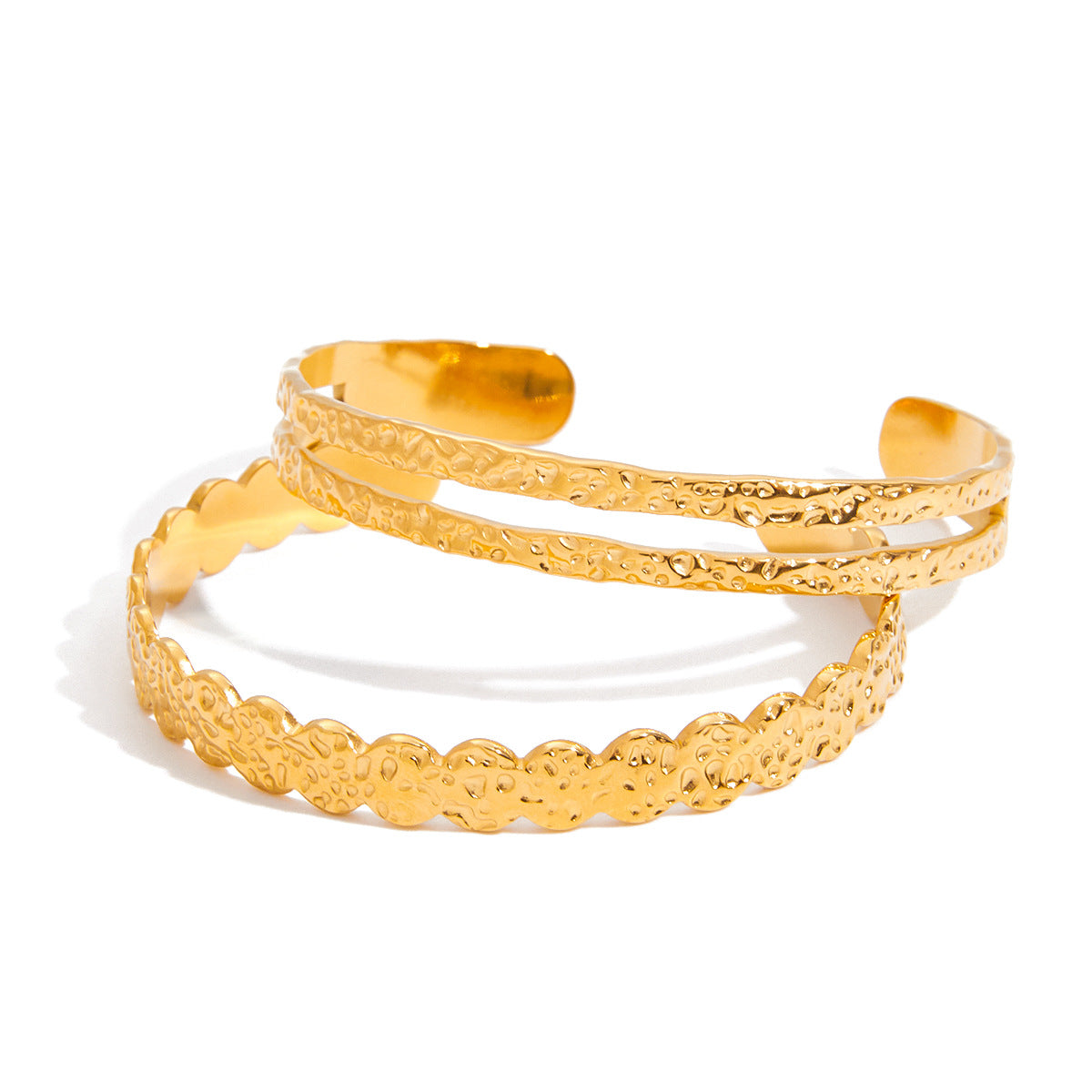 Damen Offenes Armband mit kunstvollem Strukturdesign aus hochwertigem Edelstahl Shop Nory
