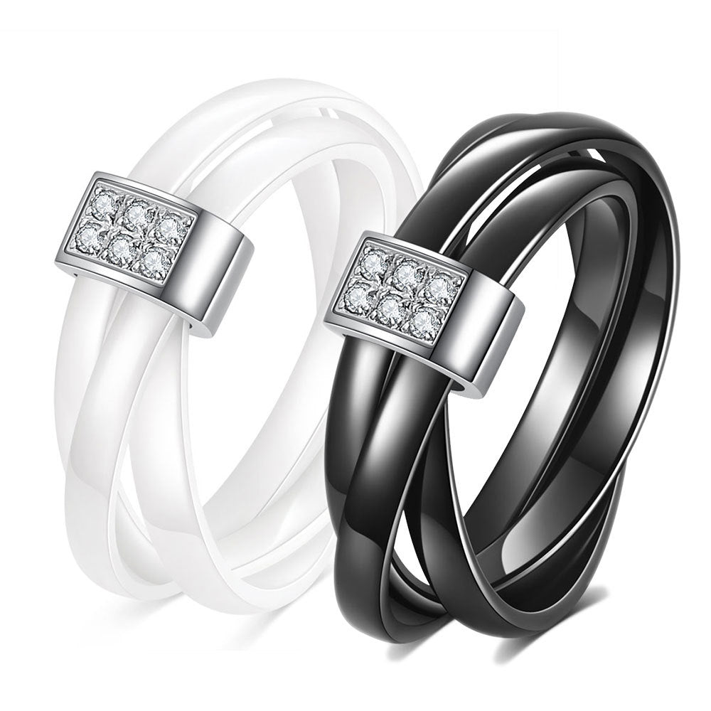 Damen Ring mit elegantem geschwungenem Design und funkelndem Kristallbesatz Shop Nory