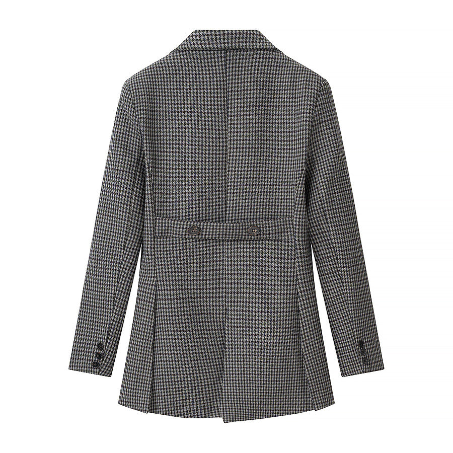 Damen Hahnentritt-Blazer mit Schwalbenschwanz-Detail und taillierter Silhouette Shop Nory
