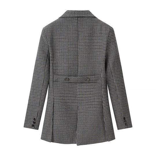 Damen Hahnentritt-Blazer mit Schwalbenschwanz-Detail und taillierter Silhouette Shop Nory