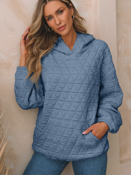 Damen Gepolsterter Stepp-Kapuzenpullover mit Kängurutasche Shop Nory