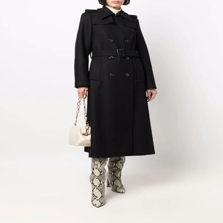 Damen Gehrock-Mantel im Trenchcoat-Stil mit betonter Taille und Schulterriegel Shop Nory