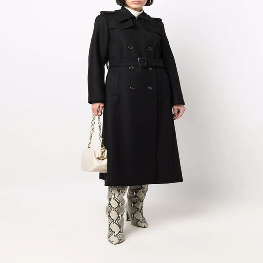 Damen Gehrock-Mantel im Trenchcoat-Stil mit betonter Taille und Schulterriegel Shop Nory