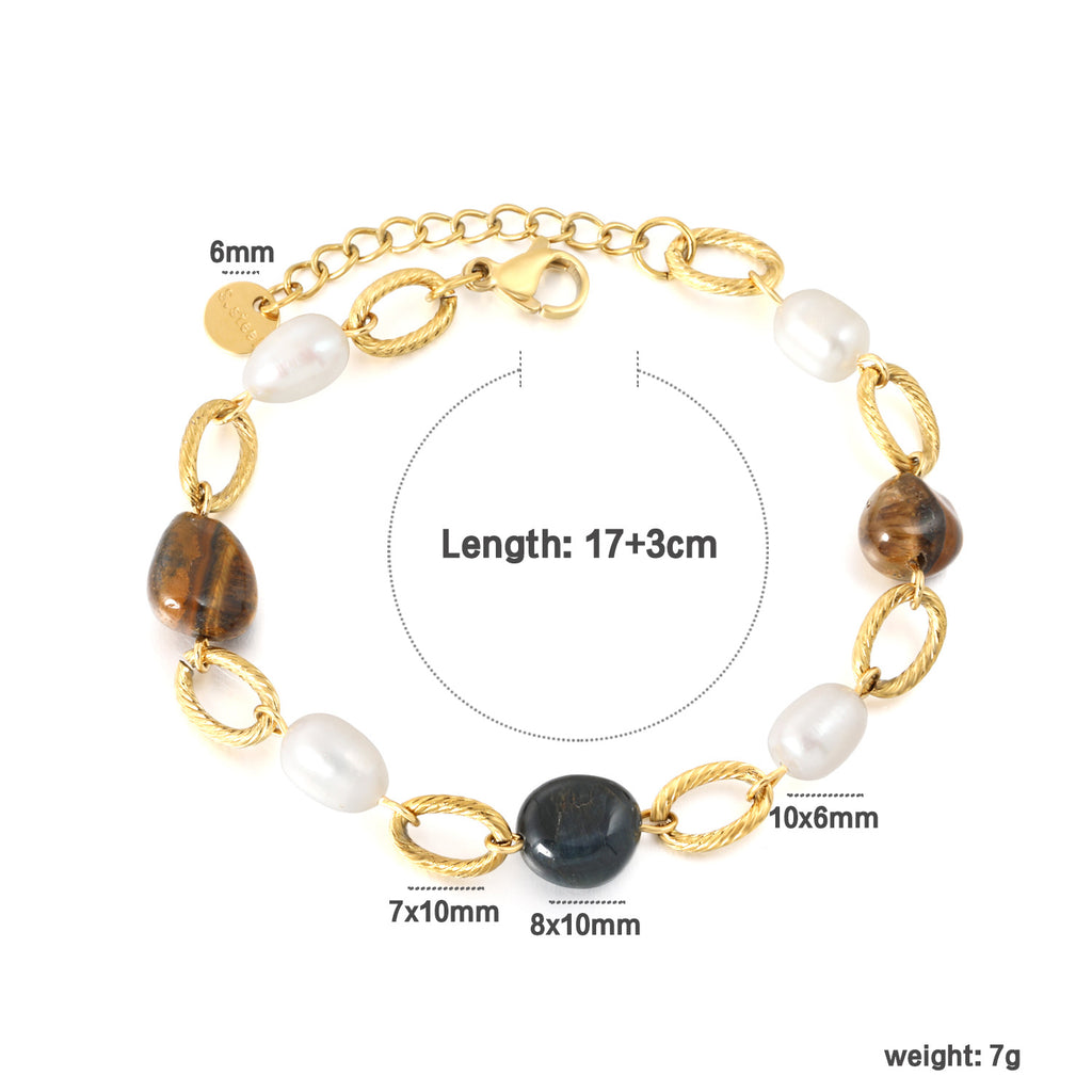 Damen Armband mit natürlichen Steinen und elegantem Kettendesign Shop Nory