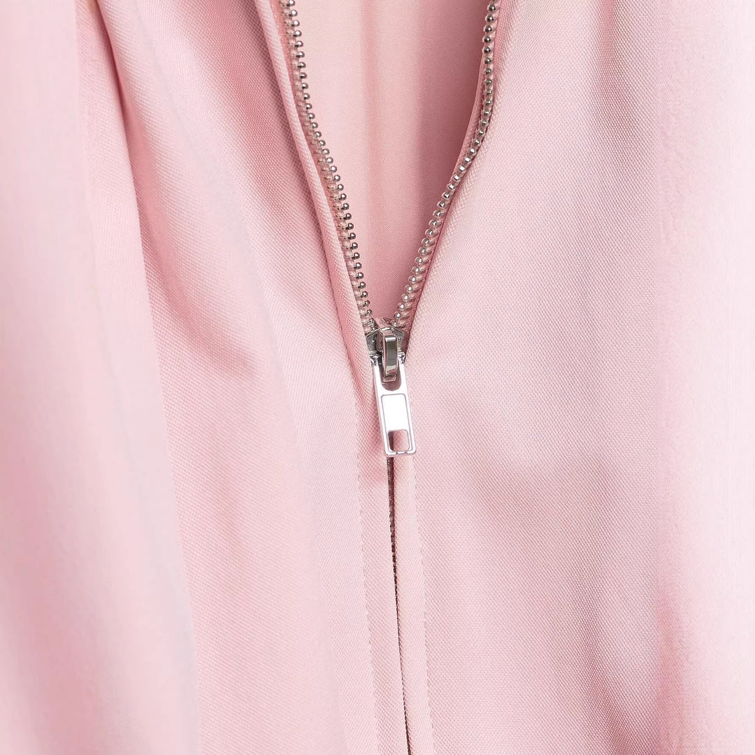 Damen Kurz geschnittene Blousonjacke mit weitem Ballonärmel, Reißverschluss und elastischem Saum Shop Nory