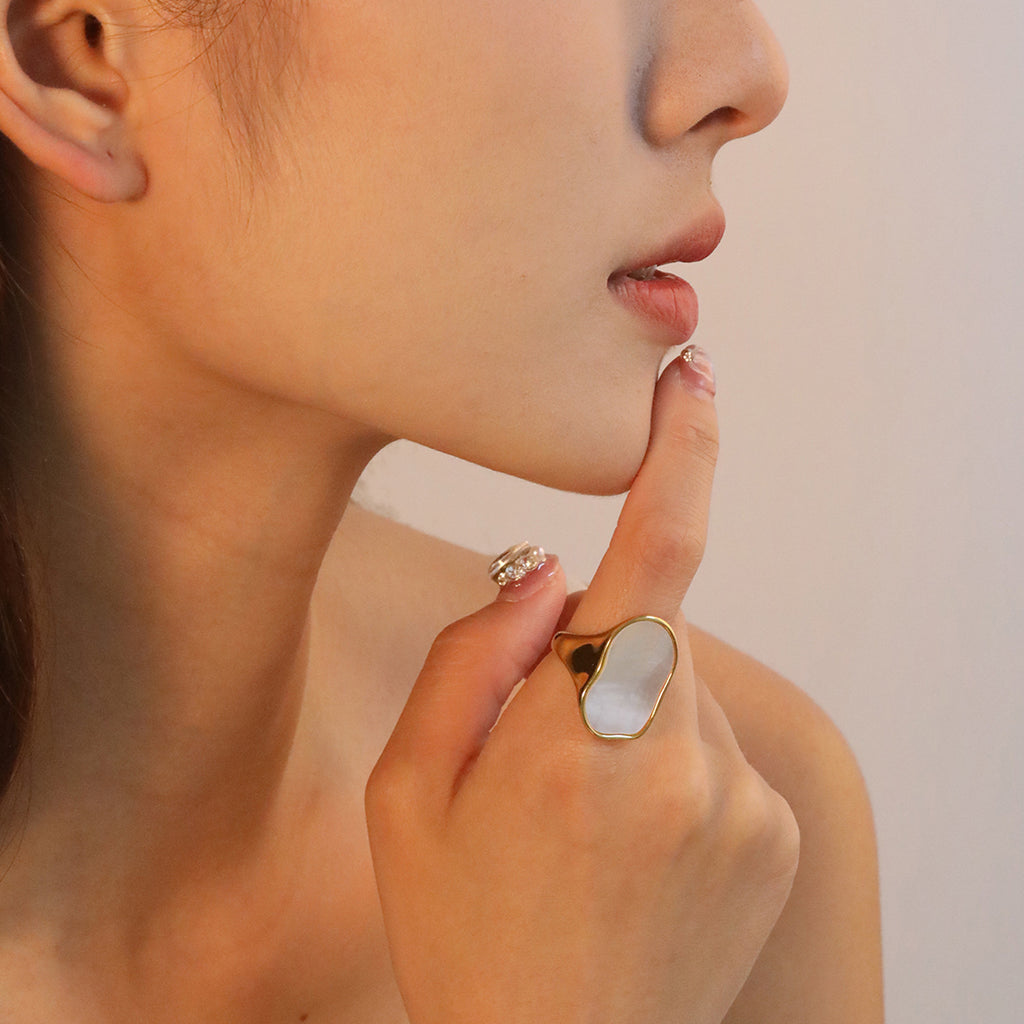 Damen Ring mit elegantem Muschelinlay Shop Nory