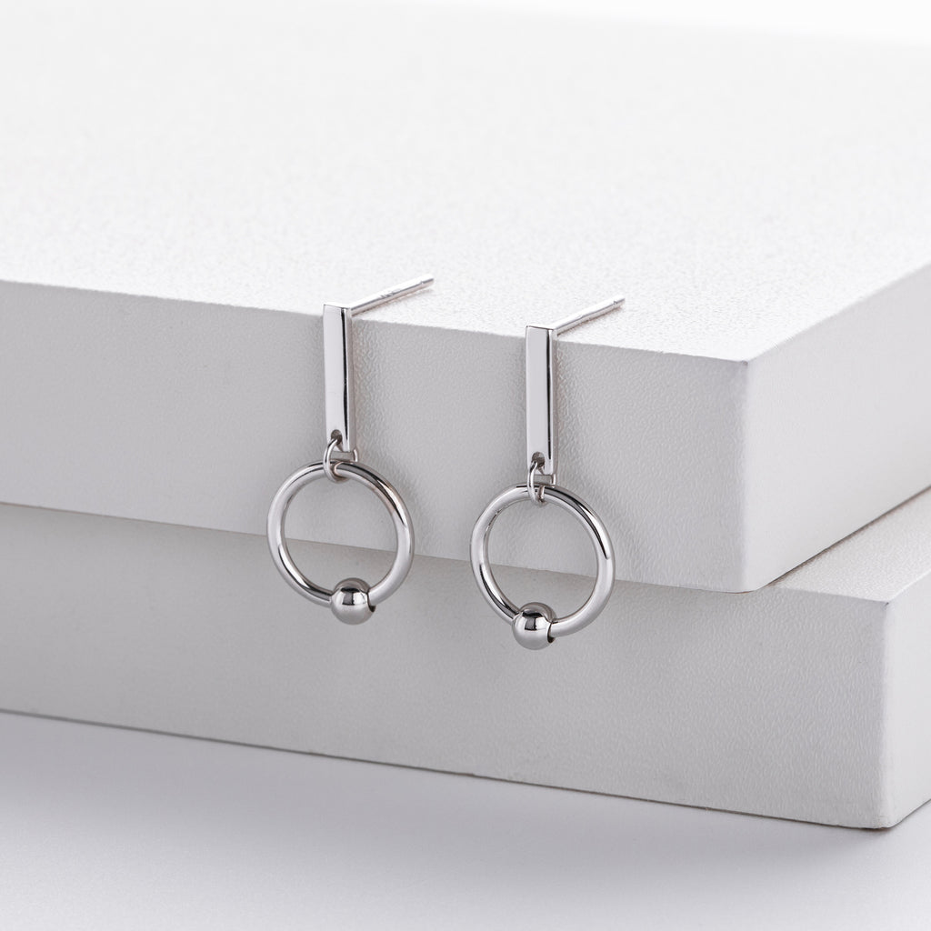 Damen Ohrhänger mit elegantem Ringdesign aus 925 Sterling Silber Shop Nory