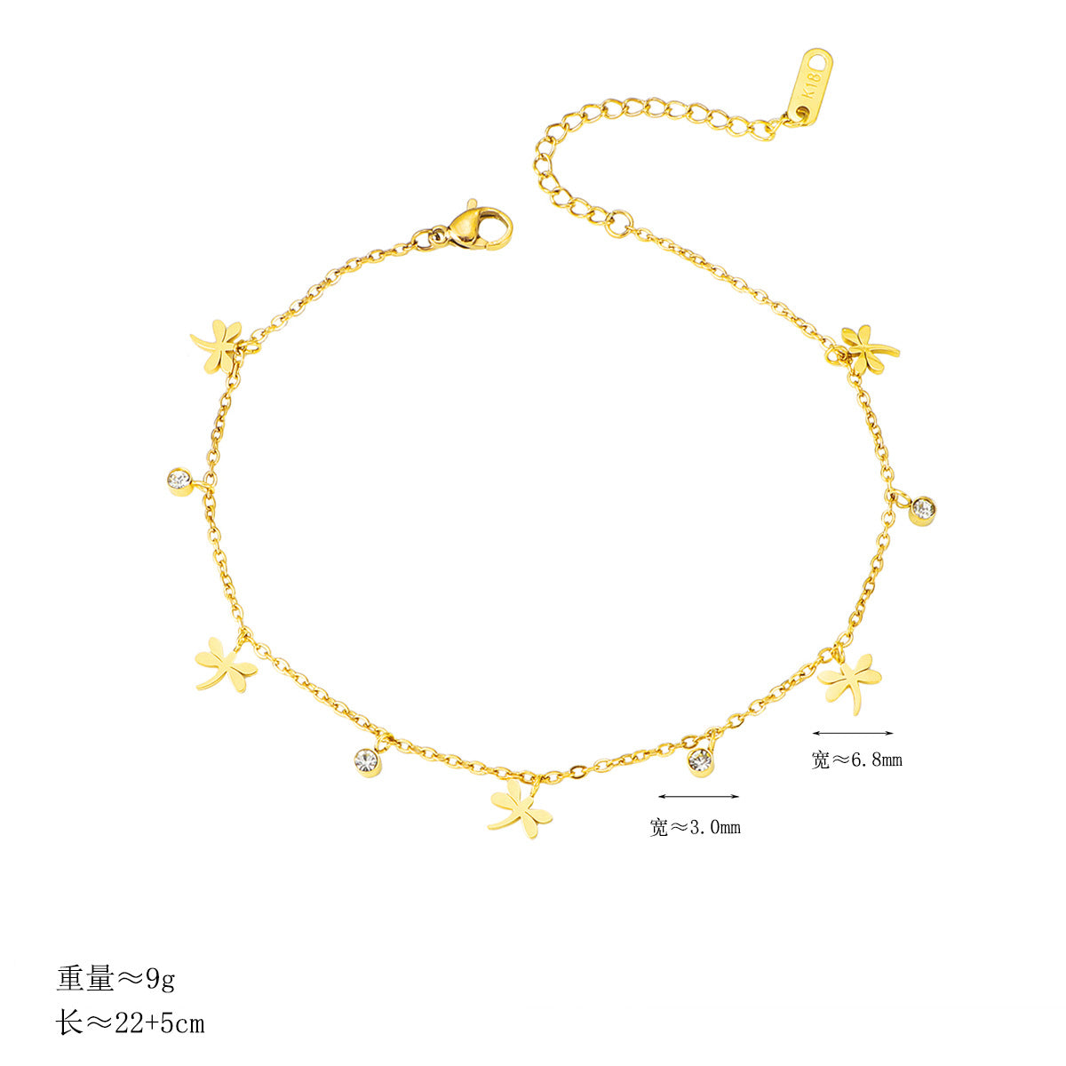 Damen Fußkette mit floralem Design und funkelnden Kristallen Shop Nory