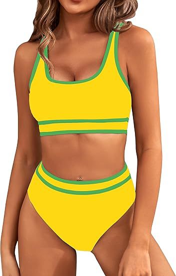 Damen Sportlicher Hochgeschnittener Bikini Shopnory