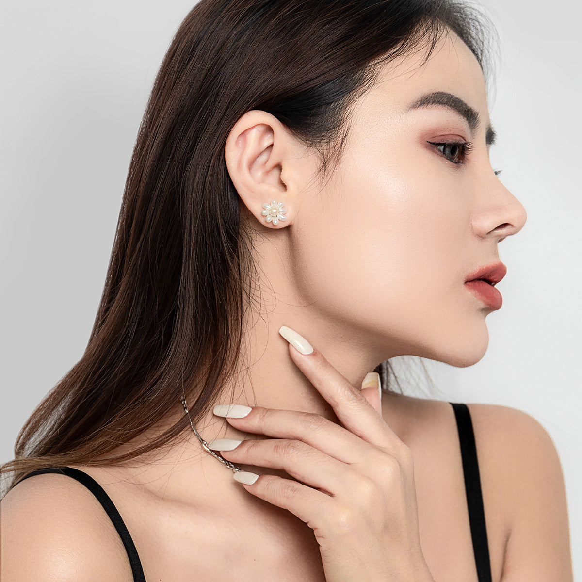 Damen blütenförmige Ohrringe mit Perlen Shop Nory