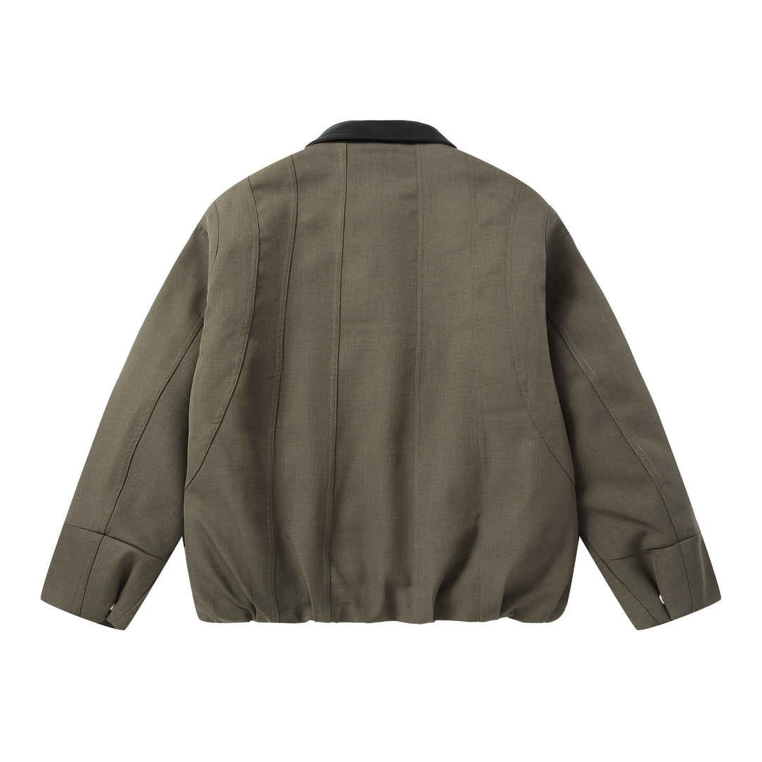 Herren Kurzboxy-Workwear-Blouson mit Lederkragen und vertikaler Steppung Shop Nory