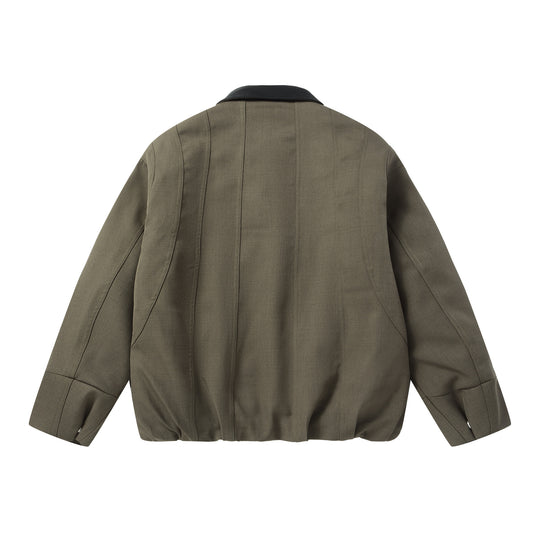 Herren Kurzboxy-Workwear-Blouson mit Lederkragen und vertikaler Steppung Shop Nory