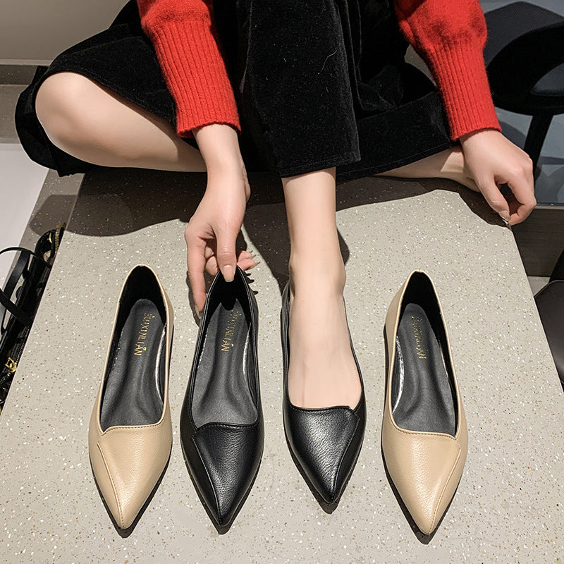 Damen spitze Ballerinas aus hochwertigem Leder