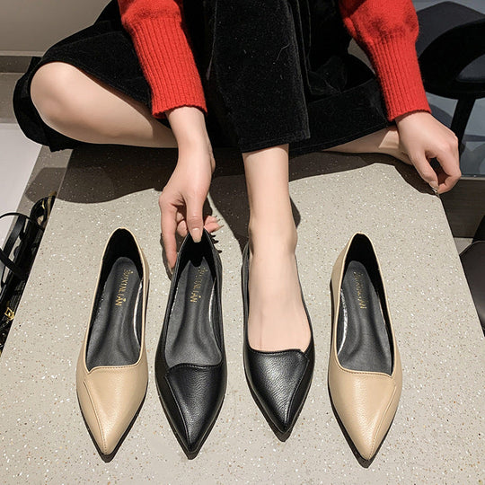 Damen spitze Ballerinas aus hochwertigem Leder
