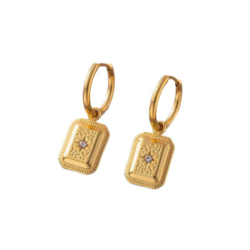 Damen Geometrische Goldplattierte Creolen Ohrringe Shop Nory