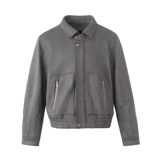 Herren Kurzblouson aus Velours mit Utility‑Taschen, Zippern und hohem Stehkragen Shop Nory