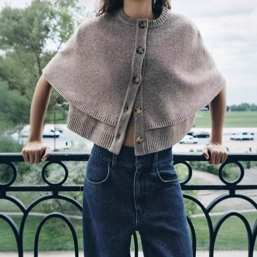 Damen Cape-Cardigan mit durchgehender Knopfleiste und doppellagigem Saum Shop Nory