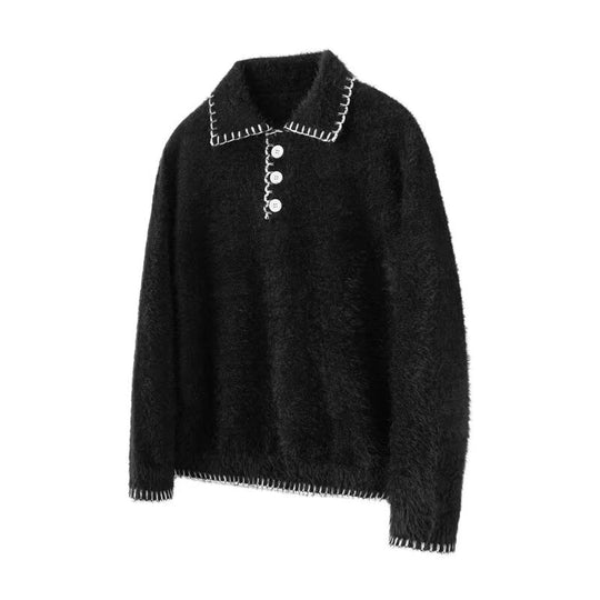 Damen Kuscheliger Grobstrickpullover mit Polokragen Shop Nory