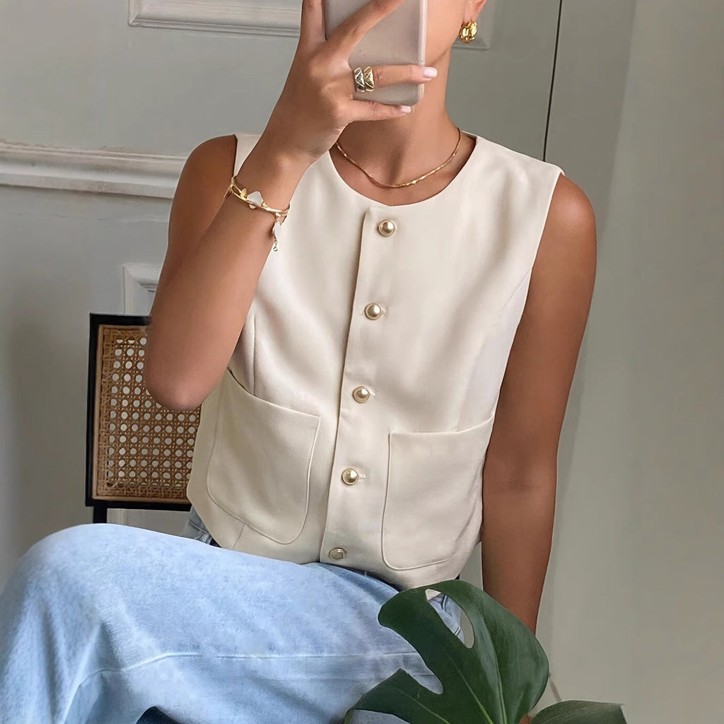 Damen modischer ärmelloser Blazer Shopnory