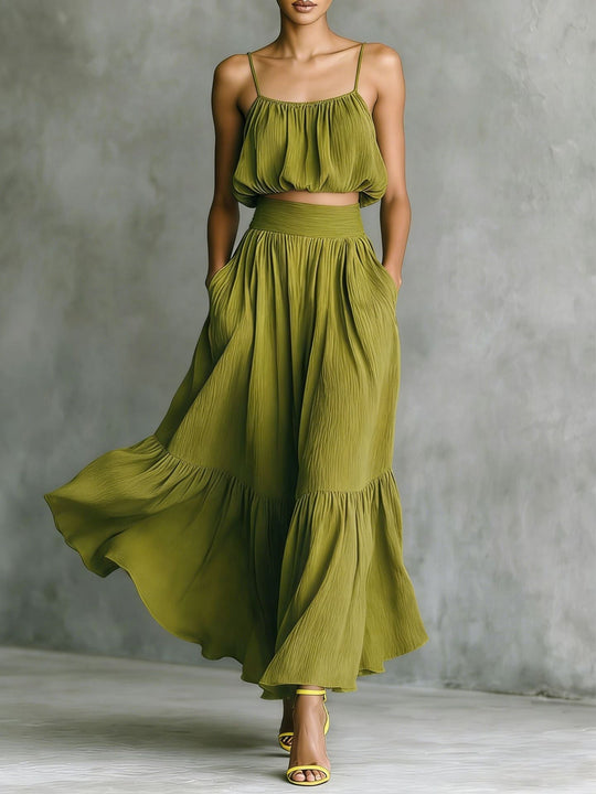 Damen Sommerliches Zweiteiler-Kleid mit fließendem Schnitt und praktischen Taschen