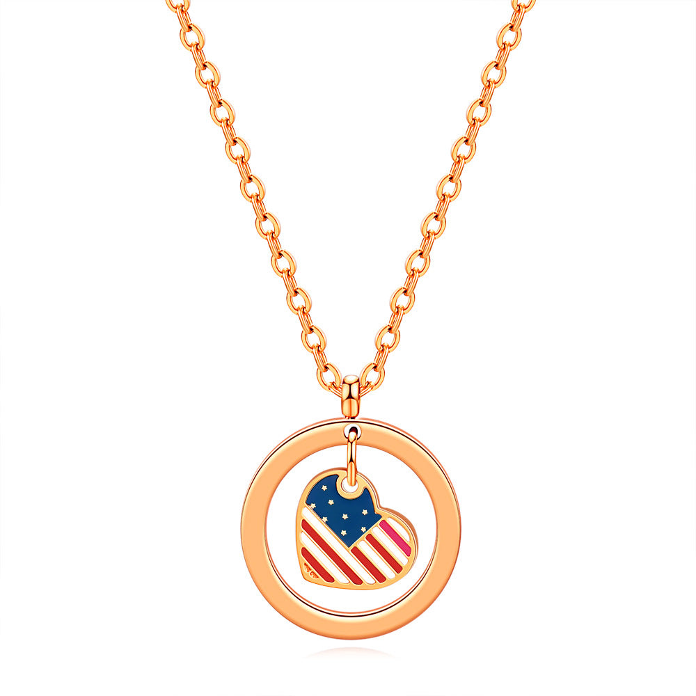 Damen Halskette mit herzförmigem Anhänger und patriotischem Design Shop Nory