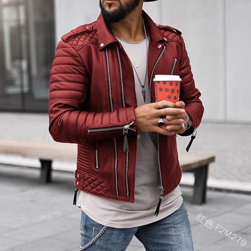 Herren Bikerjacke mit Steppungen und Reißverschlüssen