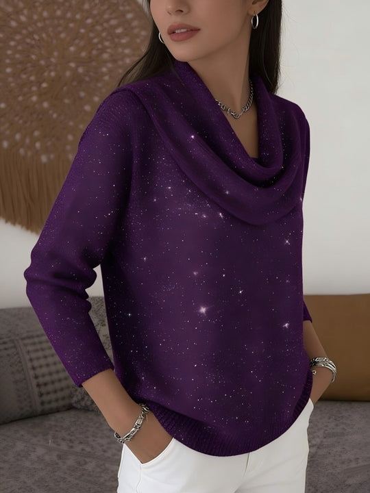 Damen Glitzernder Strickpullover mit Wasserfall-Ausschnitt Shop Nory