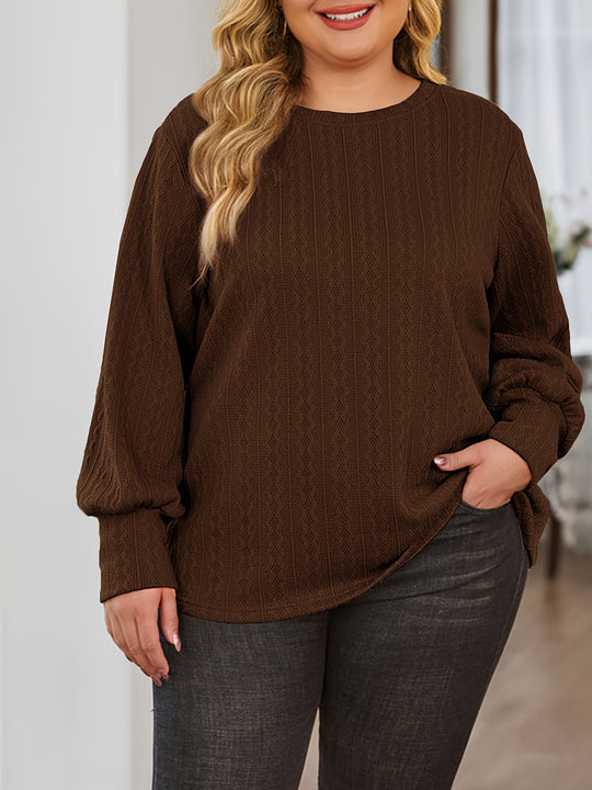 Damen Texturierter Oversize-Strickpullover mit Rundhalsausschnitt und Ballonärmeln Shop Nory