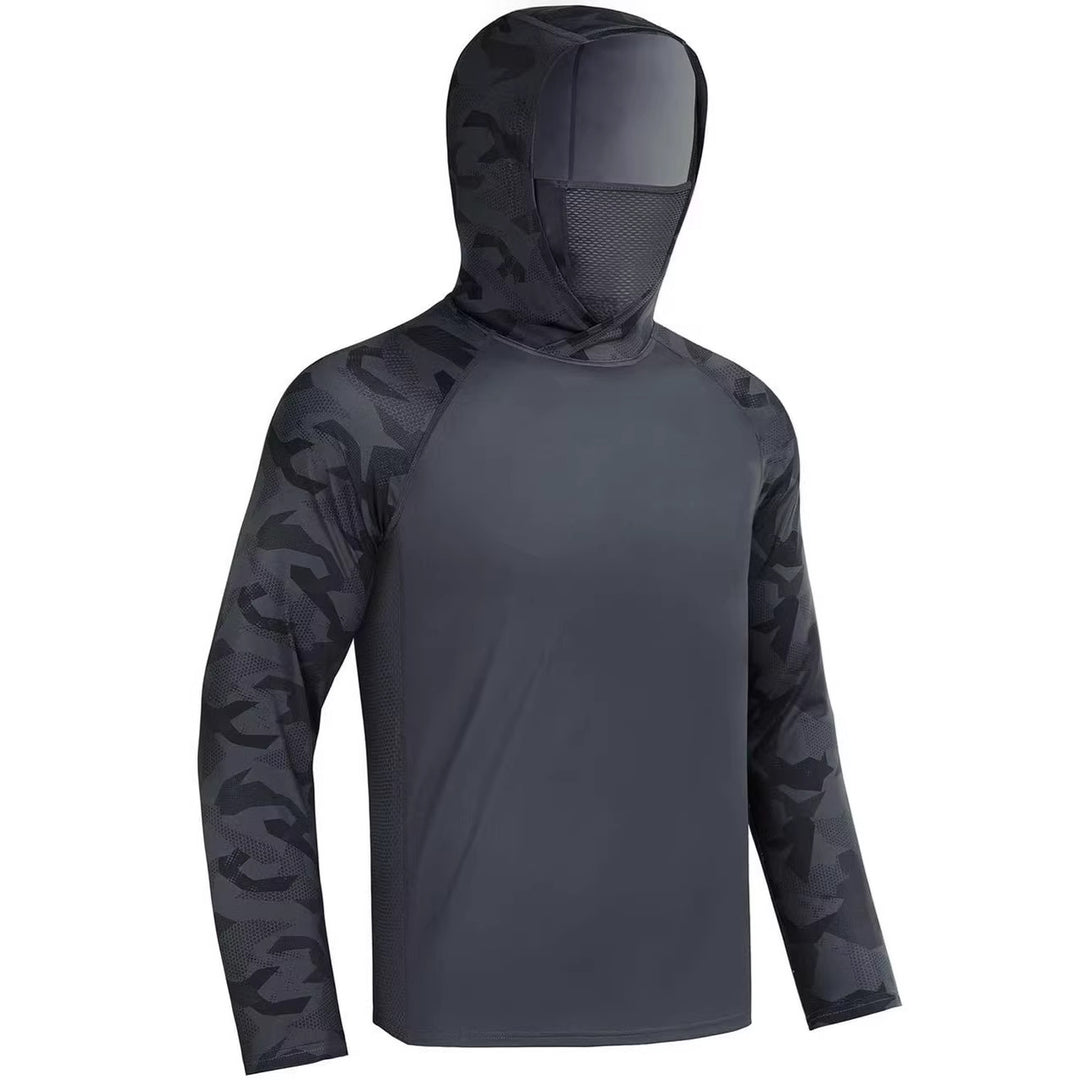 Herren Sportliches Funktionsshirt mit Kapuze und Gesichtsschutz