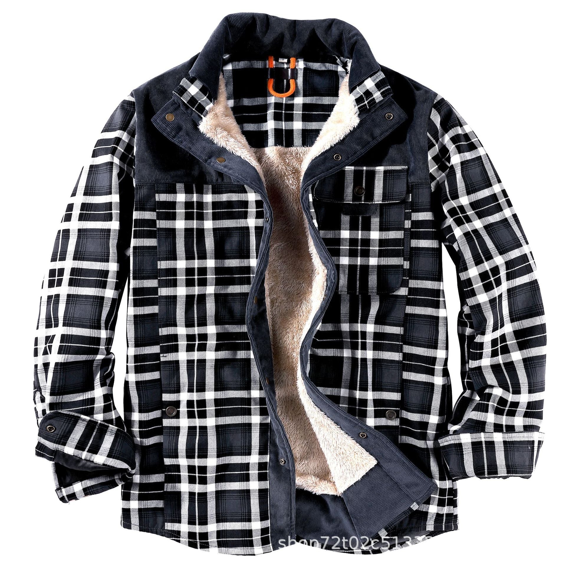 Herren gefütterte Karo-Hemdjacke im lässigen Stil mit praktischen Taschen