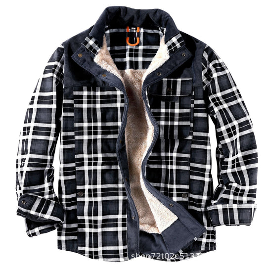 Herren gefütterte Karo-Hemdjacke im lässigen Stil mit praktischen Taschen
