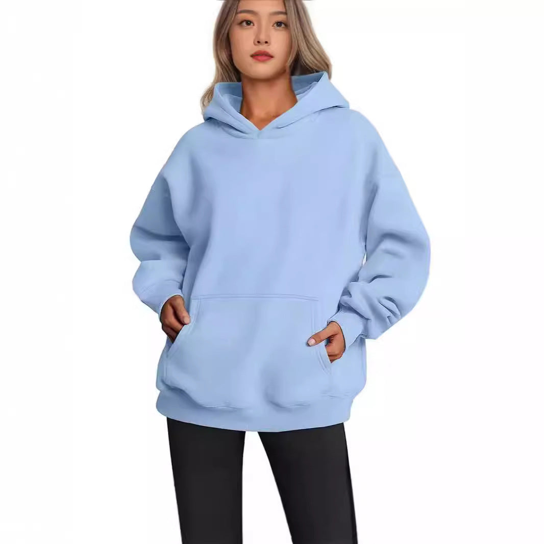 Damen nan Longline-Oversize Hoodie mit tiefer Schulter, verstärkter Kängurutasche und geripptem Saum Shop Nory