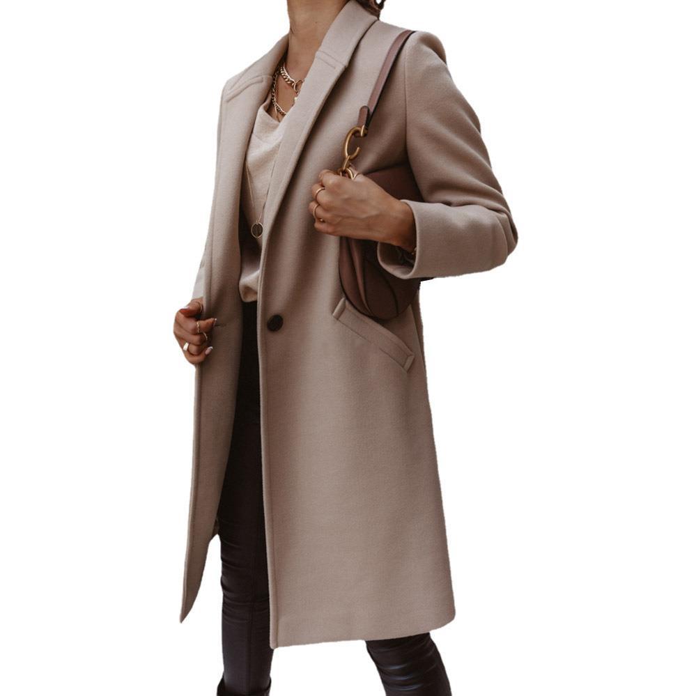 Damen Mantel mit fallendem Revers, geradem Schnitt und Leistentaschen Shop Nory