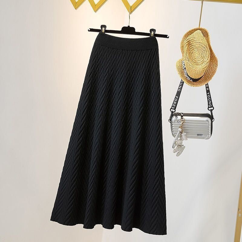 Damen Eleganter Maxirock mit Chevron-Muster Shop Nory