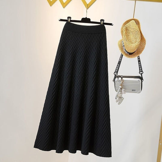 Damen Eleganter Maxirock mit Chevron-Muster Shop Nory