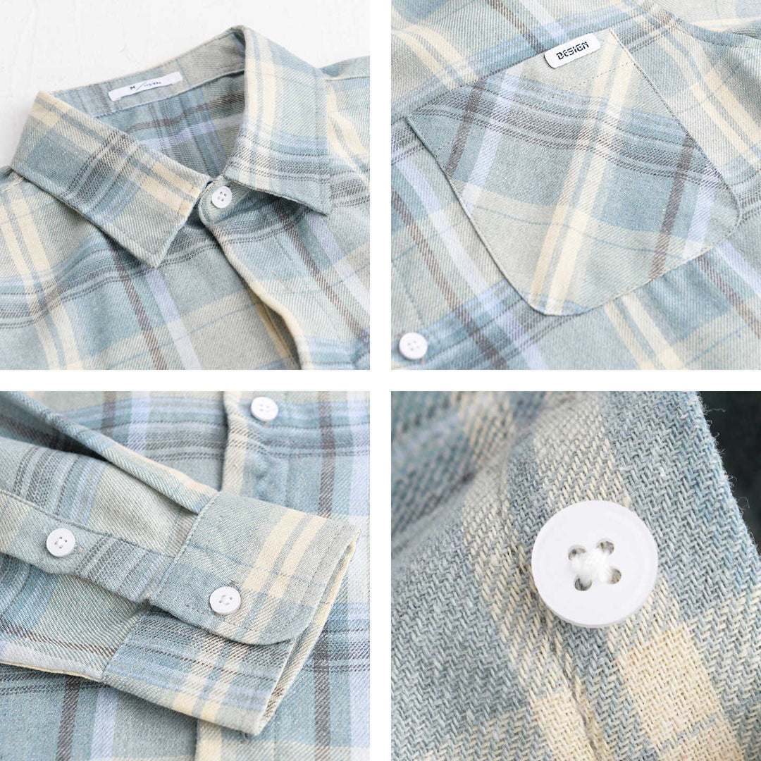 Herren Kariertes Leichtes Flanell-Overshirt mit Brusttasche und Relaxed-Fit Shop Nory