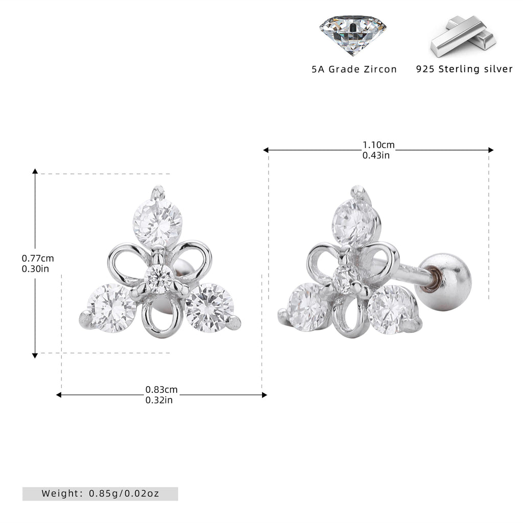Damen Ohrstecker im blühenden Blumenmotif aus hochwertigem 925 Sterling Silber Shop Nory